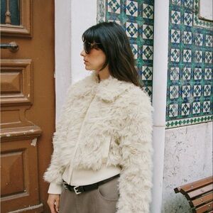 Zara Cream Teddy Jacket